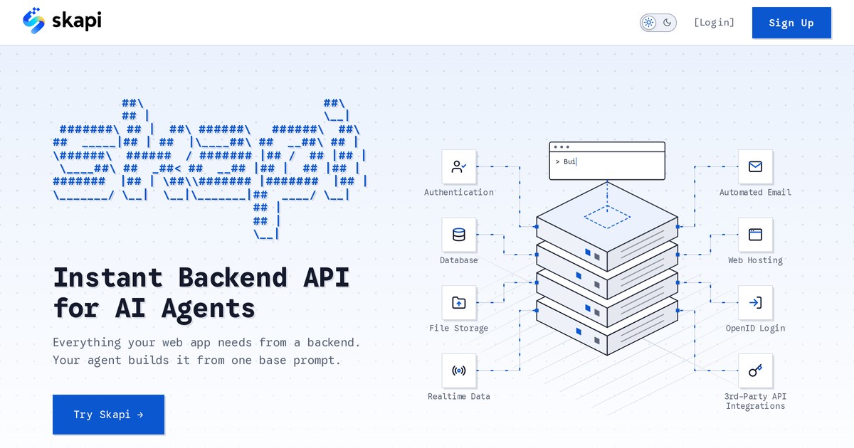 Skapi — Instant backend API for AI agents and web developers: authentication, database, files,…